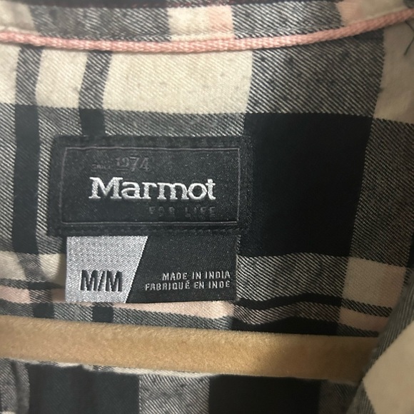 Marmot Joss Women's 1/2 Zip Flannel; Color: Black, Pink, Cream; Size: Medium EUC - Picture 2 of 6